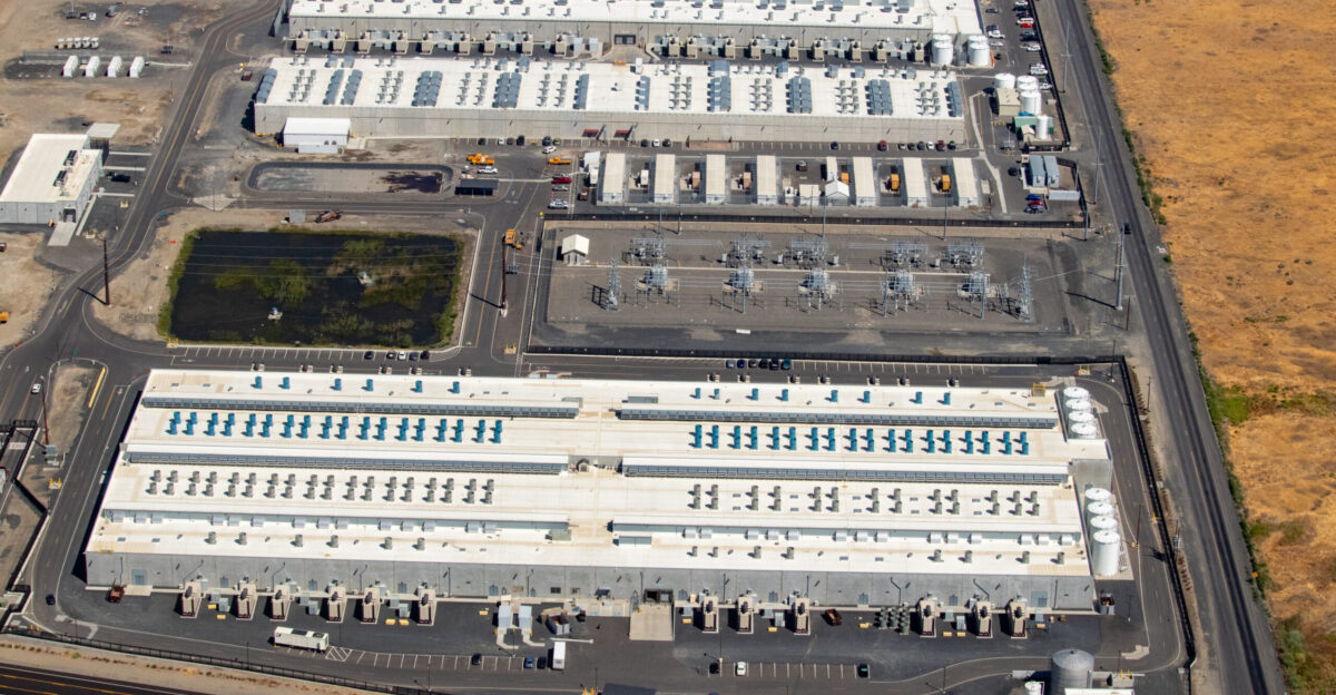 Part of AWS s us-west-2 availability zone showing three datacenters