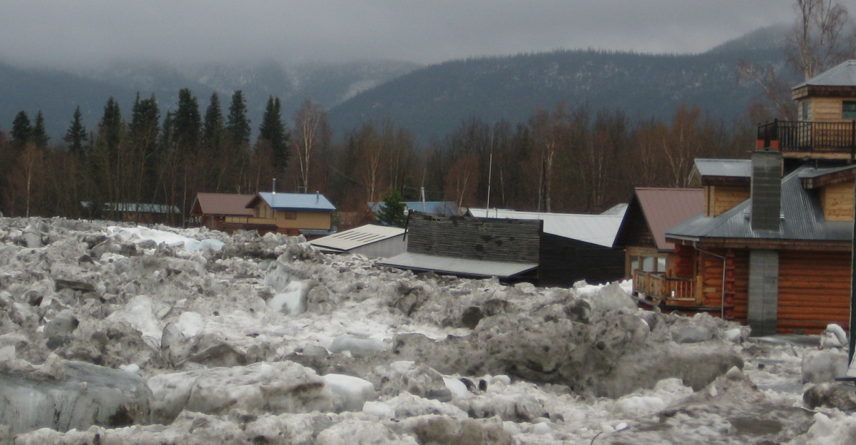 Damage from Yukon River Flooding Eagle Alaska May 2009 Keywords flood ice damage river hazard