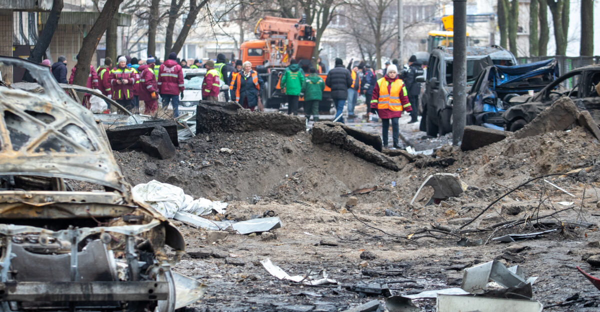Destructions in Kyiv caused by fragments of downed missiles after Russian attack on the city with 10 ballistic missiles in the night on 13 December 2023 53 people were injured including 6 children of which 20 were hospitalized 4 multi-storey residential buildings 4 private houses a kindergarten and a hospital were damaged 4 cars were destroyed and 15 more damaged articles 1 2