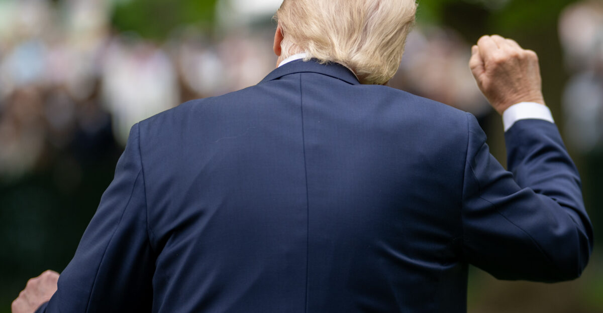 President Donald Trump departs the White House Easter Egg Roll on the South Lawn Monday April 21 2025 Official White House Photo by Daniel Torok