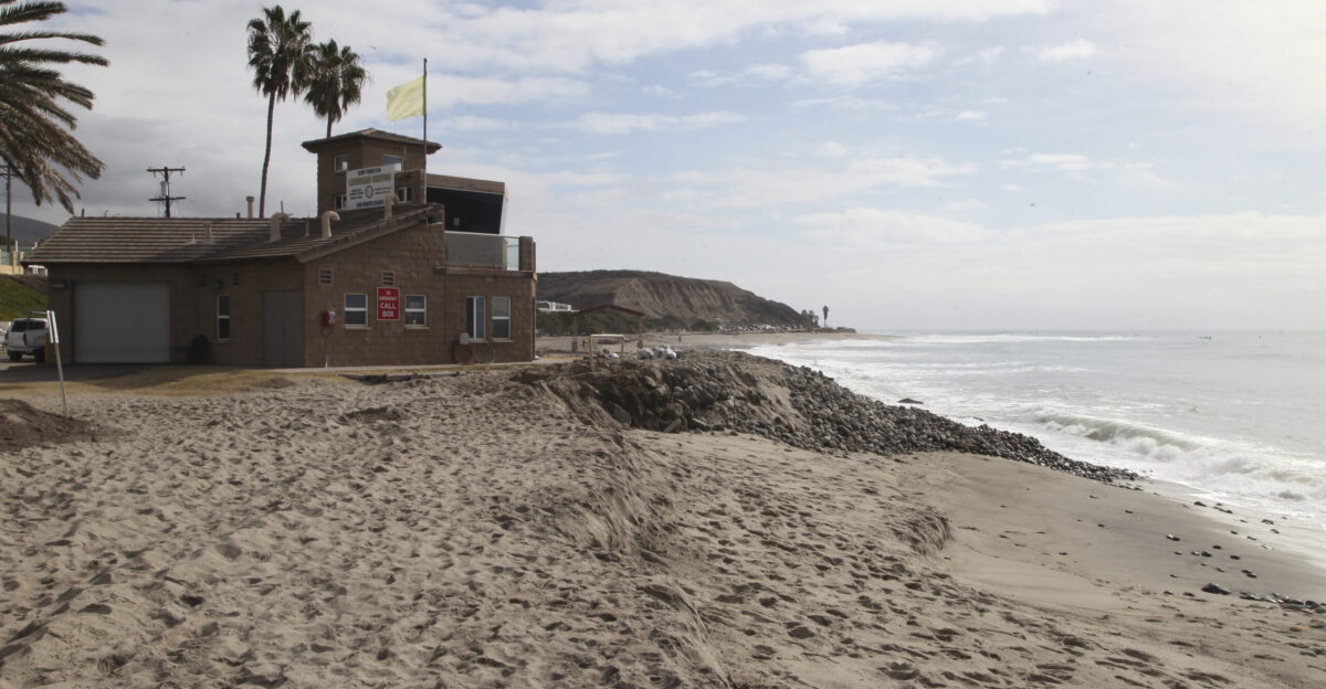 Heavy rains from El Nino damages the San Onofre beach on Marine Corps Base Camp Pendleton Calif Jan 15 2016 This year s El Nino which is forecast to become one of the strongest on record is expected to influence weather and climate patterns this winter by impacting the position of the Pacific jet stream U S Marine Corps photo by Cpl Tyler S Dietrich MCIWEST-MCB CamPen Combat Camera Released Unit Marine Corps Installations West- Marine Corps Base Camp Pendleton Combat Camera