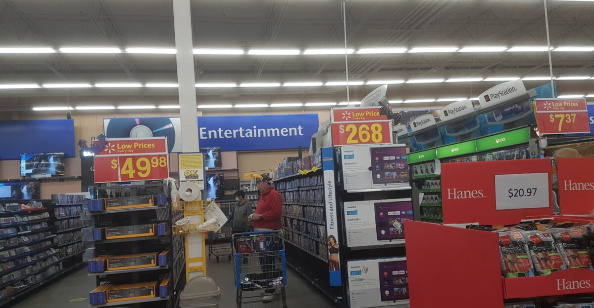 The entertainment section at a Walmart store in Vegreville Alberta Canada in 2021