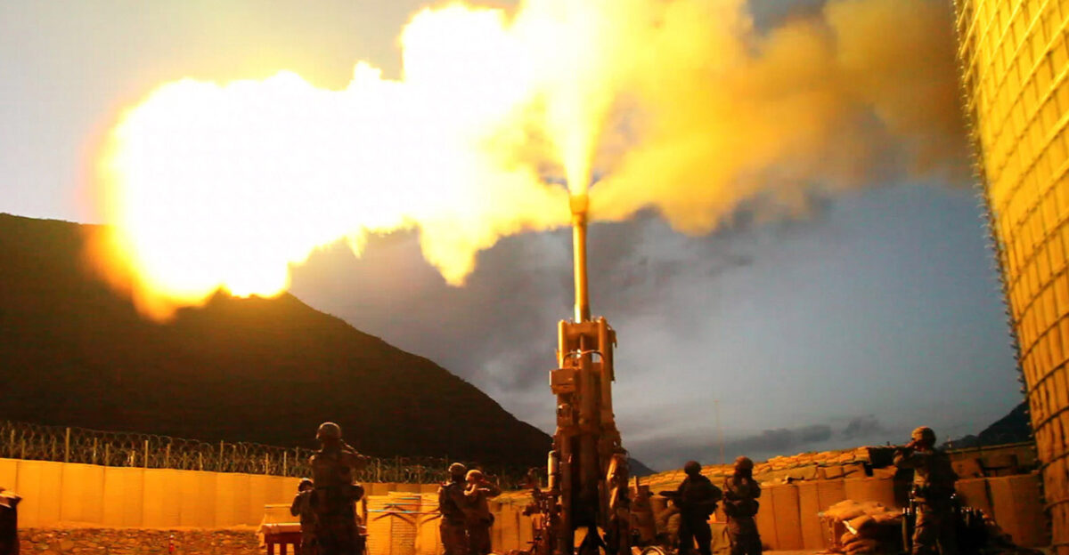Soldiers with Battery C 1st Battalion 321st Airborne Field Artillery Regiment 18th Fires Brigade 82nd Airborne Division from Fort Bragg N C fire 155mm rounds using an M777 Howitzer weapons system July 6 on Forward Operating Base Bostick Afghanistan The Soldiers were registering targets so they will have a more accurate and faster response time when providing fire support