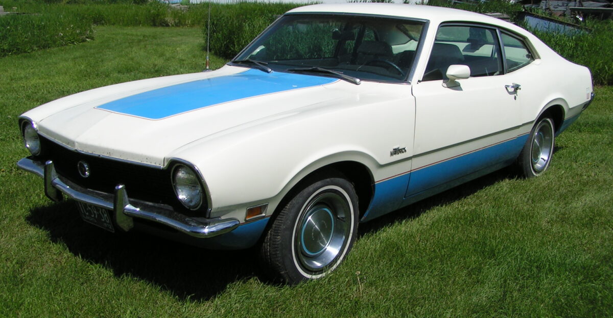 Ford Maverick Sprint with distinctive blue and white paint