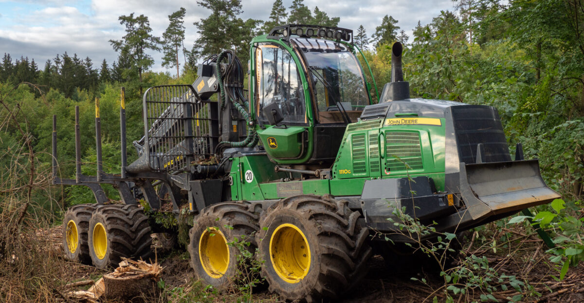 Forwarder Forwarder 1170G by John Deere in a forest near Kulmbach