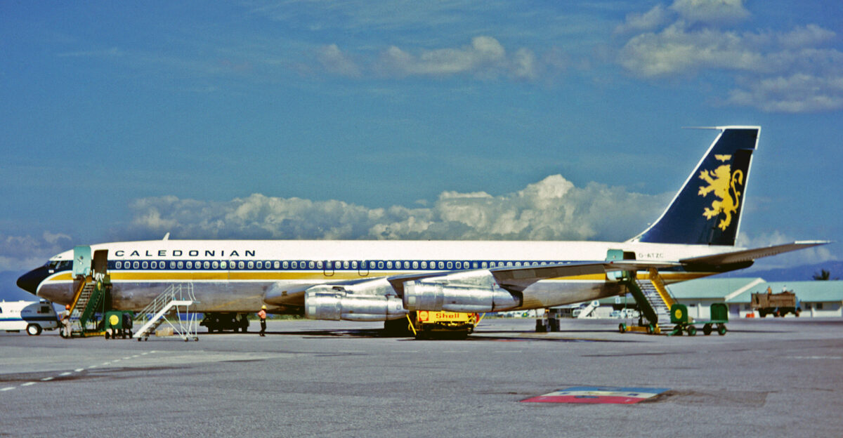 Caledonian Airways Boeing 707-365C G-ATZC at Kingston Norman Manley International Airport