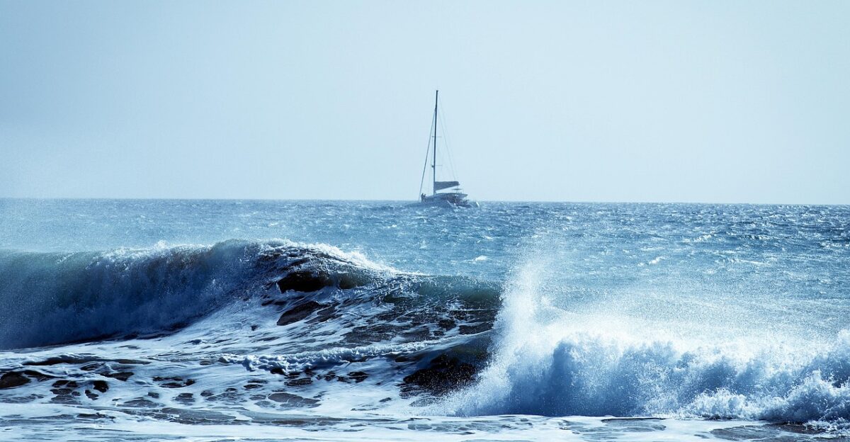 sailboat sea nature waves atlantic ocean storm spain canarian island