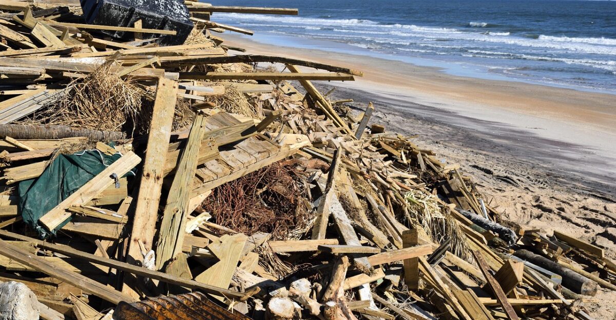 hurricane matthew damage dock pier outdoors debris weather storm flood insurance abandoned nature beach water construction trash danger destruction hurricane wind st augustine florida usa coastline water damage ocean sea river sand beach erosion beach clearing brown construction brown river brown storm