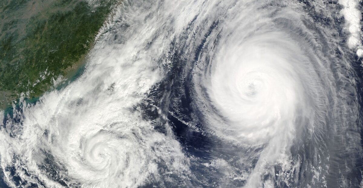 hurricane tropical cyclone typhoon nature cyclone clouds storm wind aerial view weather the atmosphere satellitenbid satellite image parma