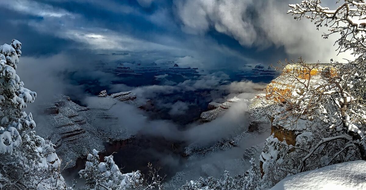grand canyon arizona tourism snow winter trees storm sky clouds hdr nature outdoors scenic landscape mountains destinations blue snow blue storm grand canyon grand canyon grand canyon grand canyon grand canyon