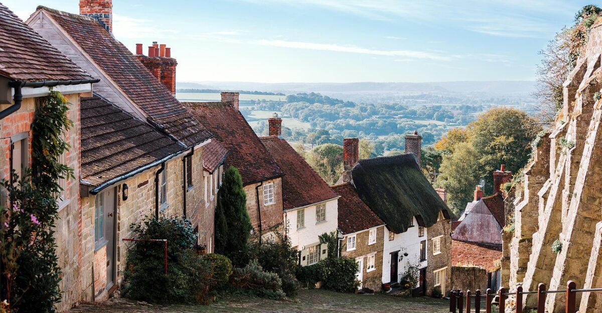 village houses street old houses old buildings cobbled street steep town gold hill shaftesbury england britain uk village village village village village street england england