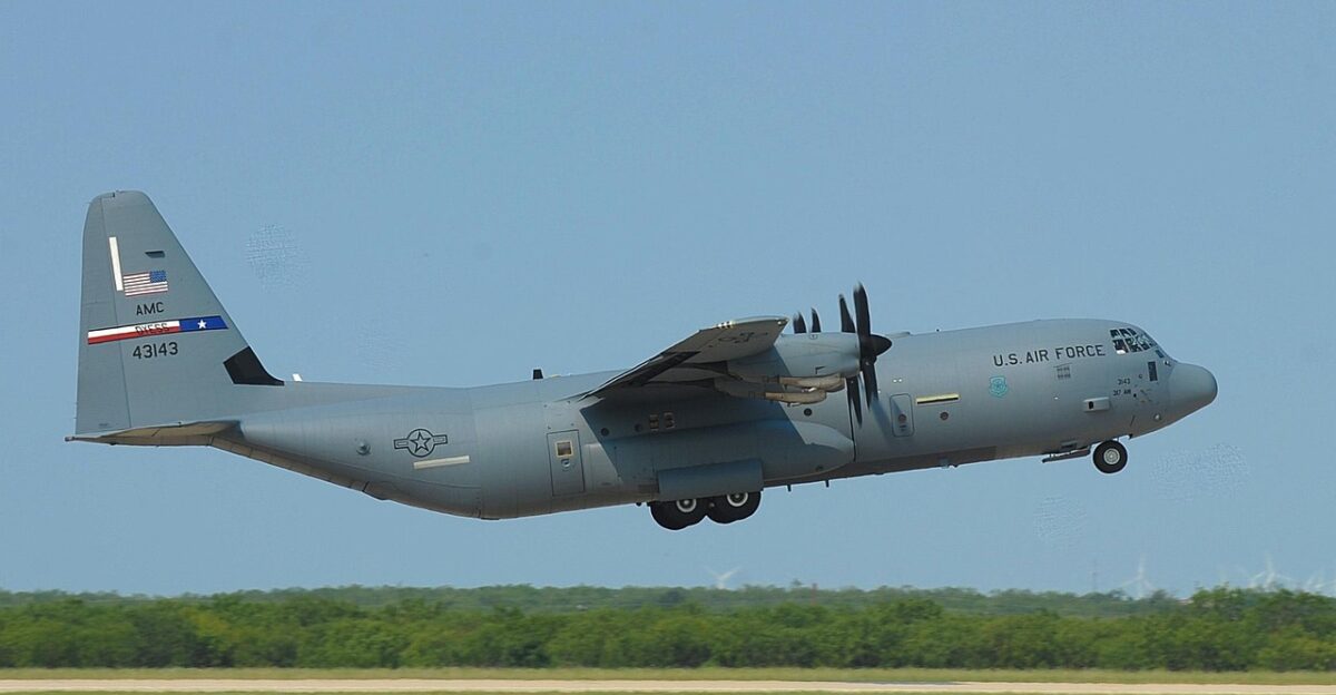 c-130j super hercules air force cargo plane nature aviation flight grass