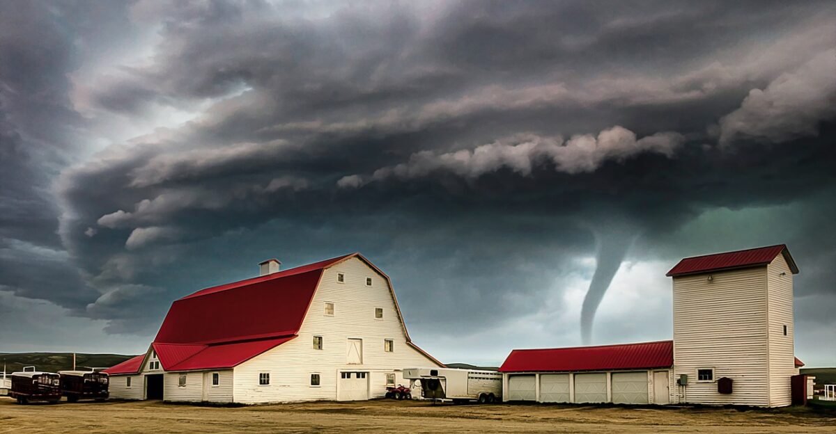 tornado barn rural farm homestead thunderstorm storm kansas tornado alley midwest stormy storm front weather clouds dark nature countryside heartland usa