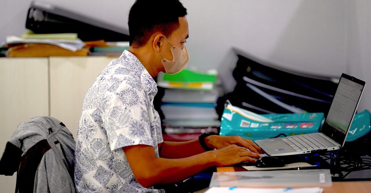 man laptop worker administrator notebook desk mask laptop laptop laptop laptop laptop administrator administrator administrator