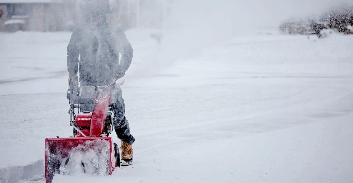 snowblowing snow blower blowing snowstorm storm digging out nature winter
