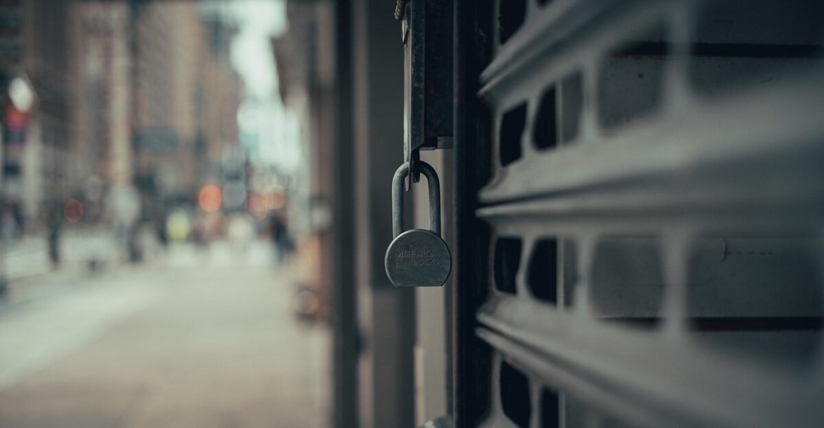 stores closed store closed city grunge cloudy new york nyc shut down pandemic covid19 virus lock