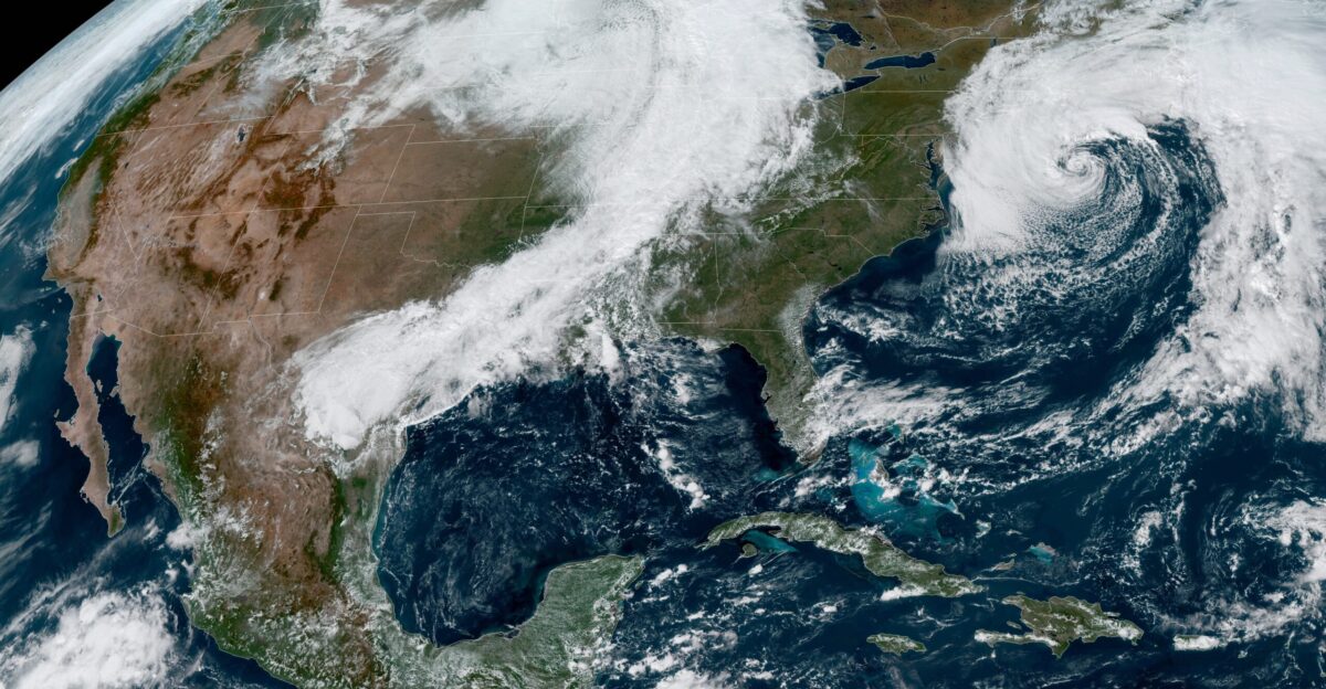 There s a lot happening in this GOES-16 GOES East view of the continental United States from October 11 2019 The nor easter centered southeast of New England has become Subtropical Storm Melissa and an early-season winter storm swirling over the Midwest is delivering blizzard conditions to parts of North Dakota a href rel noreferrer nofollow