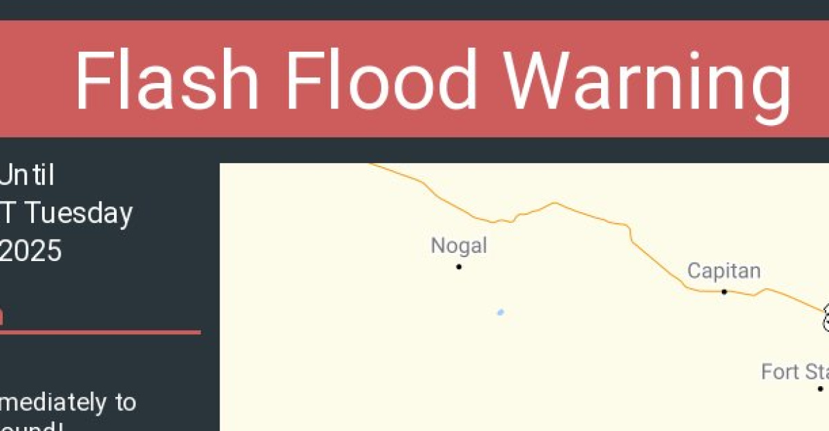 A flash flood warning issued for Ruidoso in July 2025.