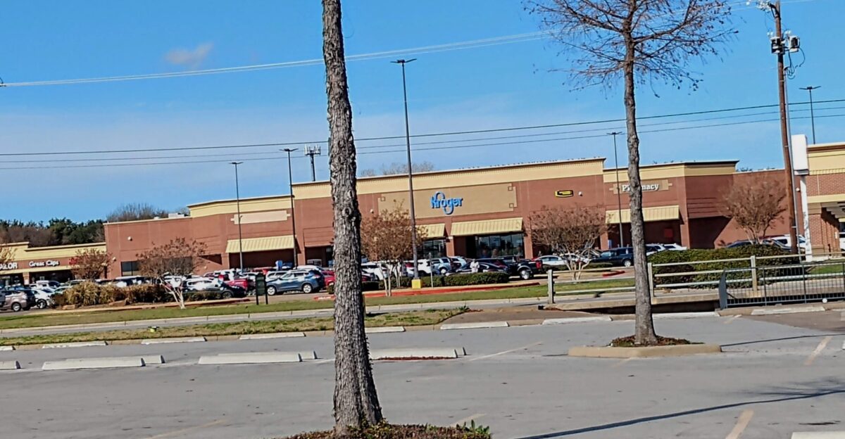 A typical Kroger grocery store in Bedford Texas This store is sporting the new 2019 corporate logo as seen in the photo Located on Harwood Rd near Central Drive