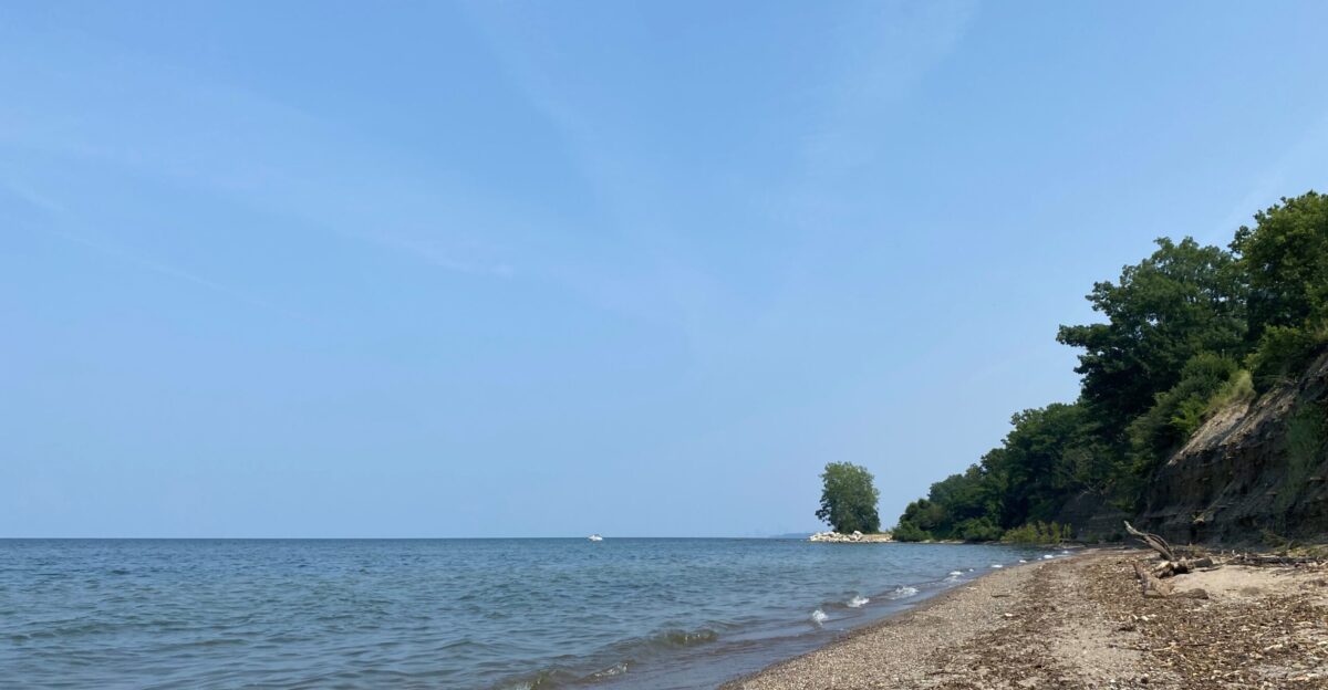 Lake Erie in Ohio with beach and water