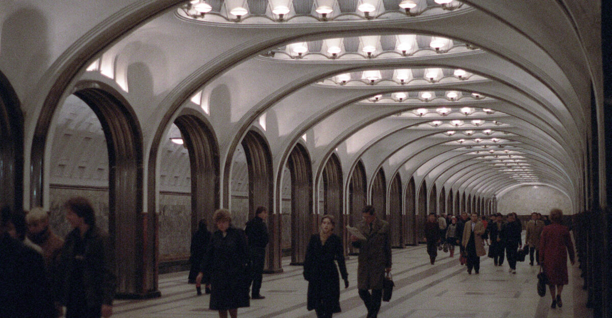 A view of the interior of the Mayakovskaya station of the Moscow subway system This is the station that was used by Soviet Premier Joseph Stalin as his office to avoid the Nazi air raids during World War II