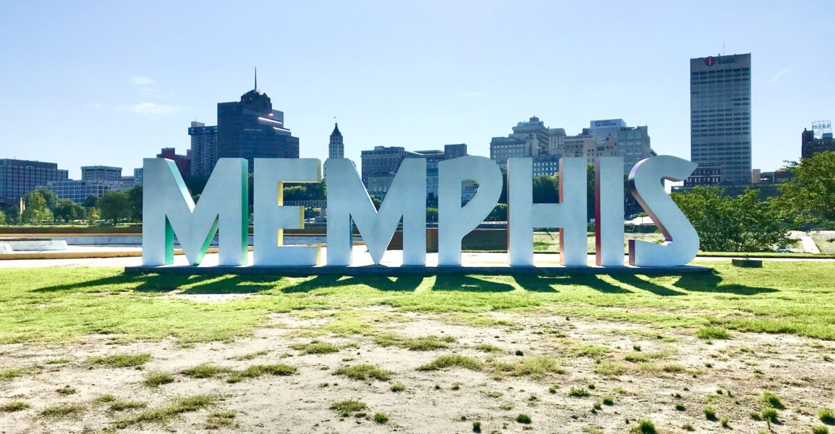 Memphis sign located on the south side of the peninsula