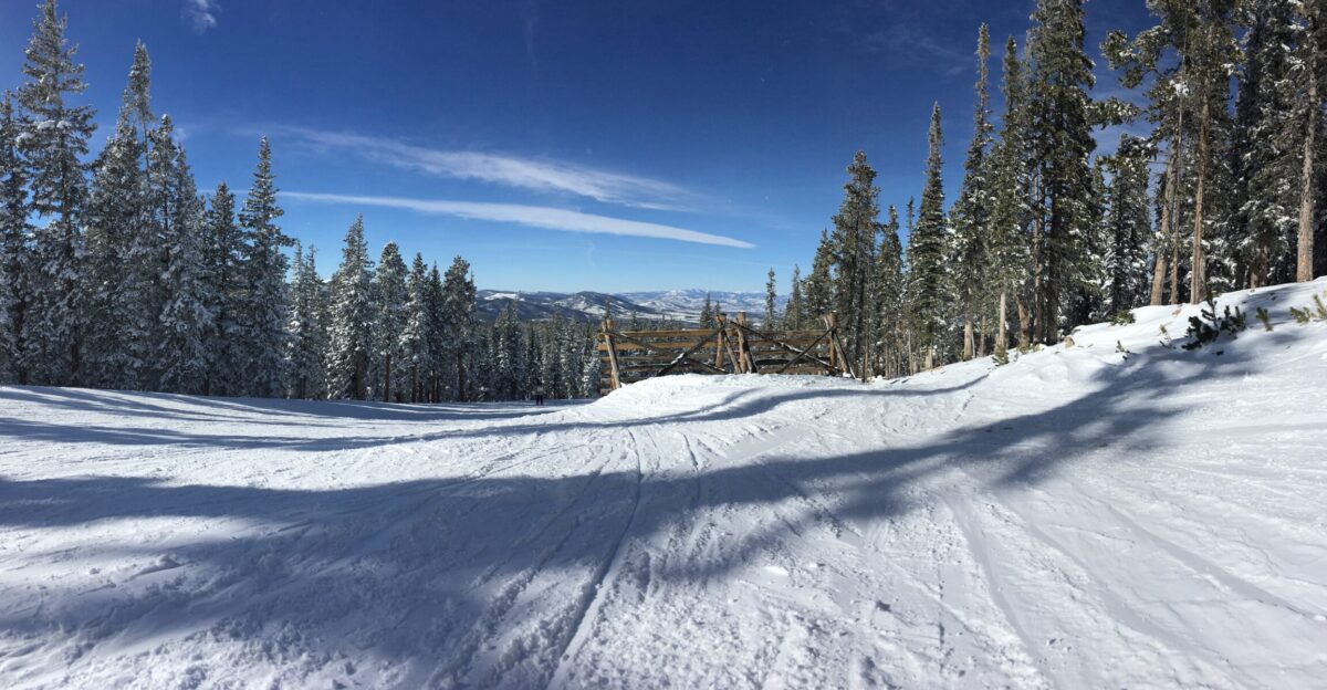 A panorama taken on Whistlestop run at Winter Park Resort