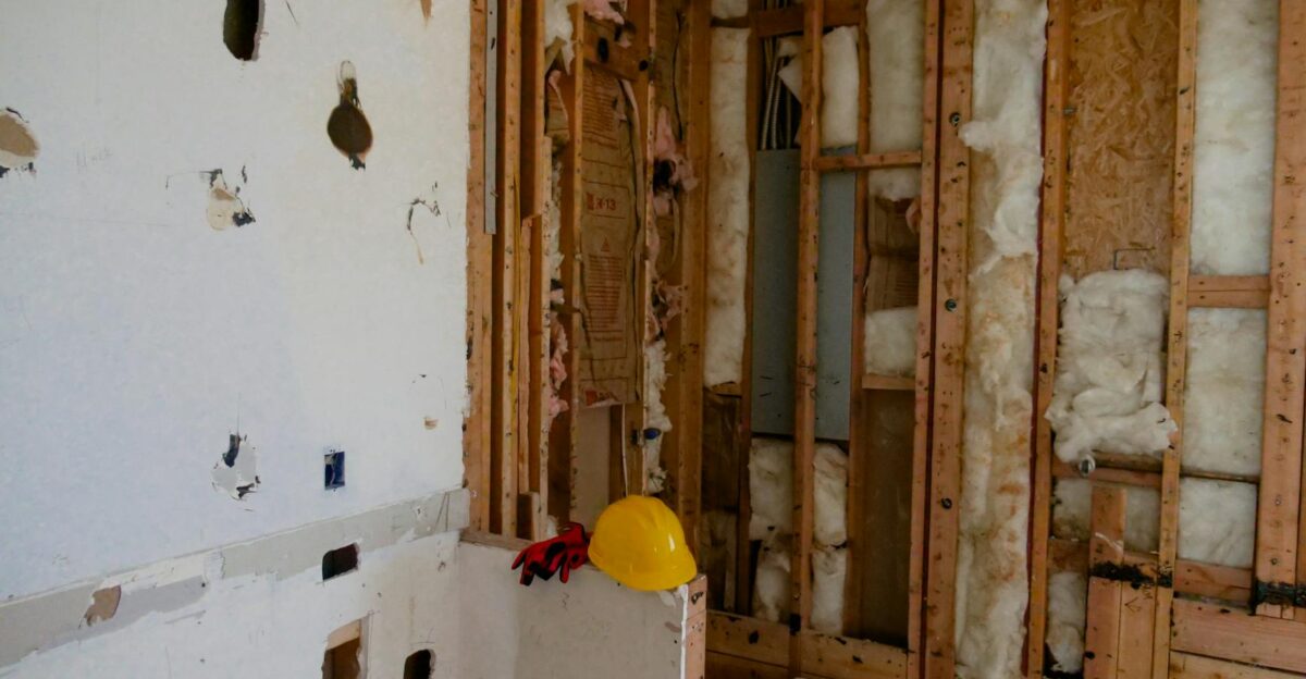An interior space undergoing reconstruction and demolition for renovation