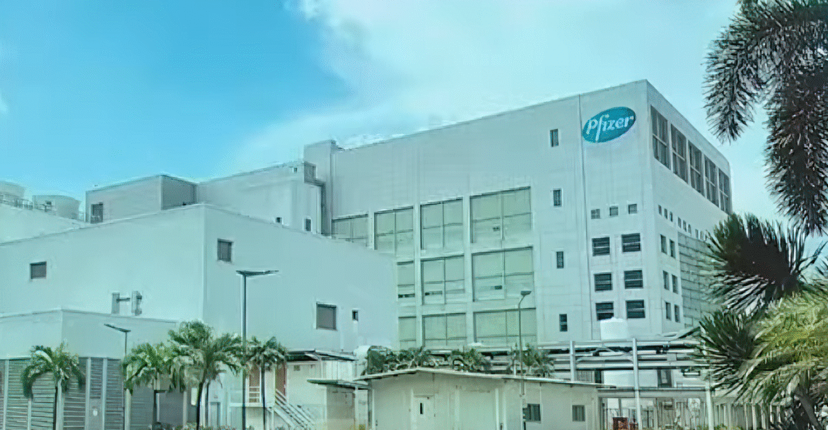 Gambar bangunan Pfizer yang membuat vaksin covid untuk pasaran Asia