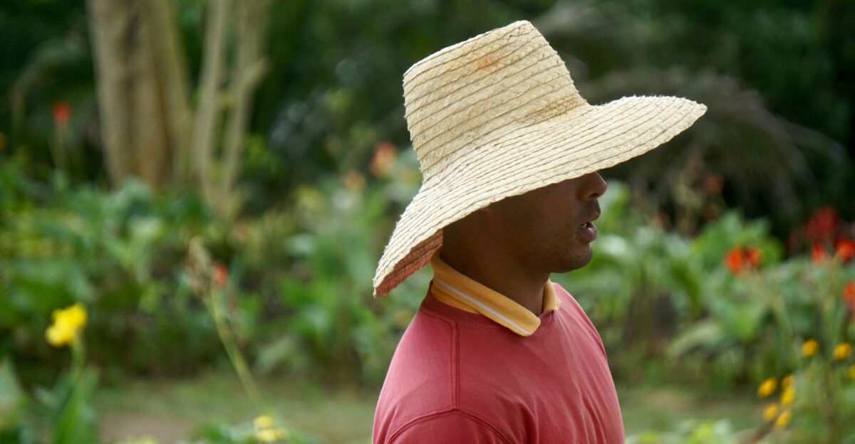 man standing near garden