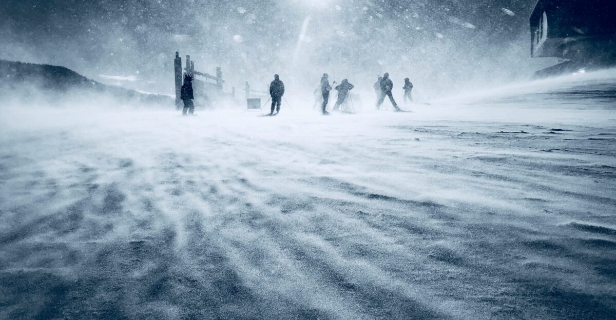 people walking during snow