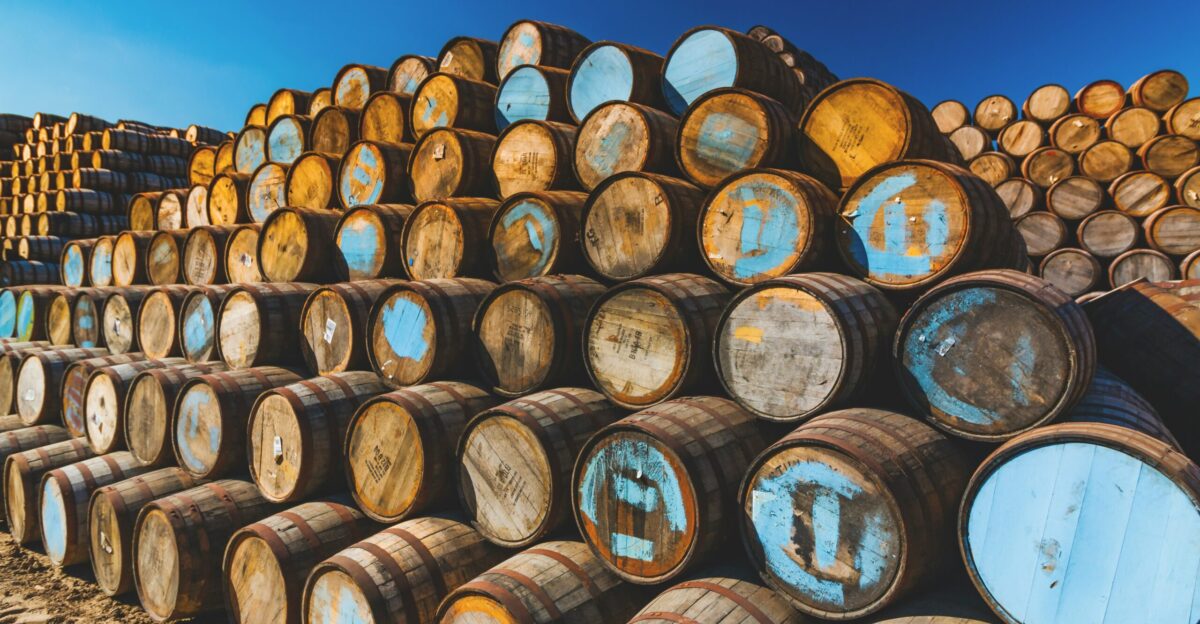 brown wooden barrels