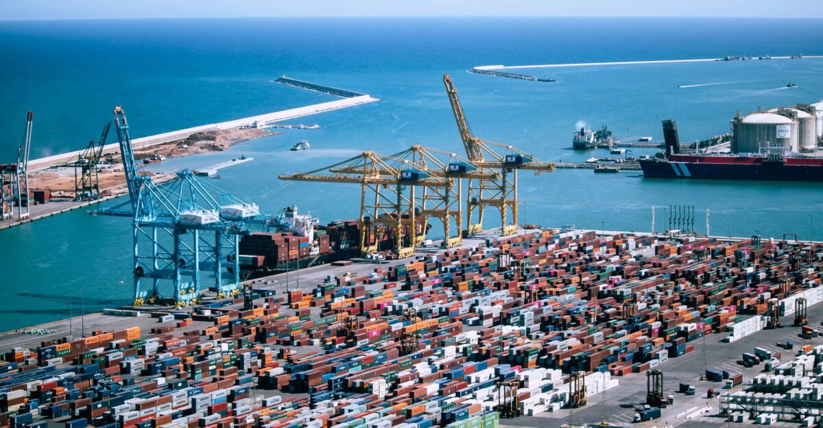 aerial view photo of freight containers