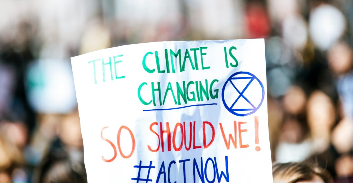 person holding The Climate is Changing signage