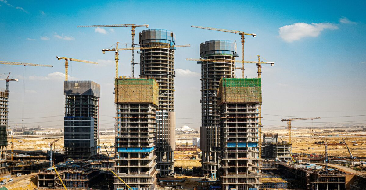 a group of tall buildings under construction