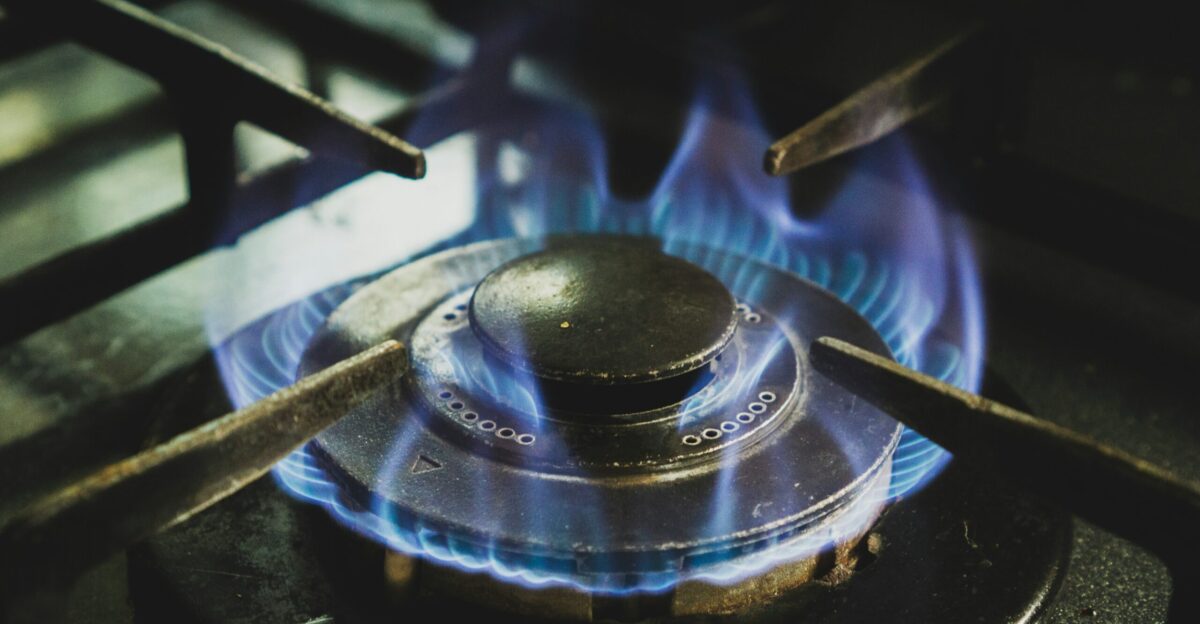 black and white gas stove