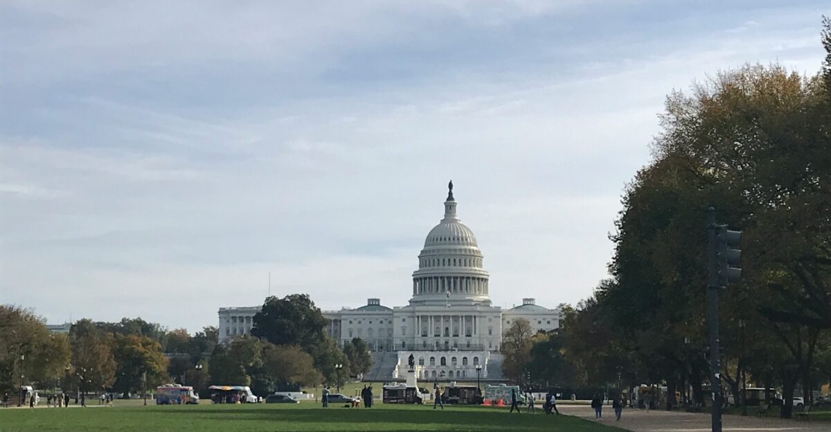 a view of the capitol building from across the street
