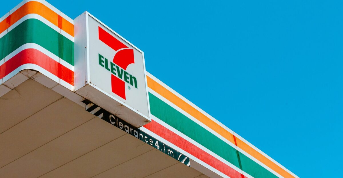 a gas station sign on top of a building