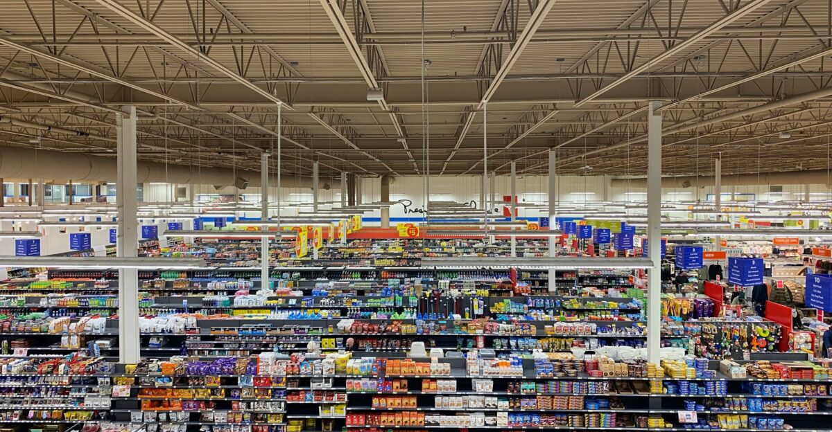 a large grocery store filled with lots of food