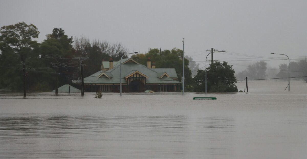 a house in a flooded area