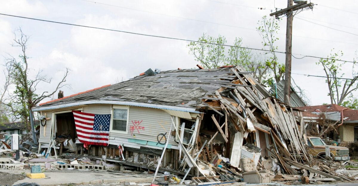 Barber Shop located in Ninth Ward New Orleans Louisiana damaged by Hurricane Katrina in 2005