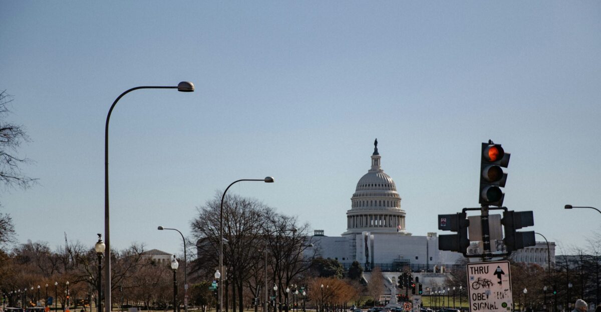 a view of the capital building from across the street