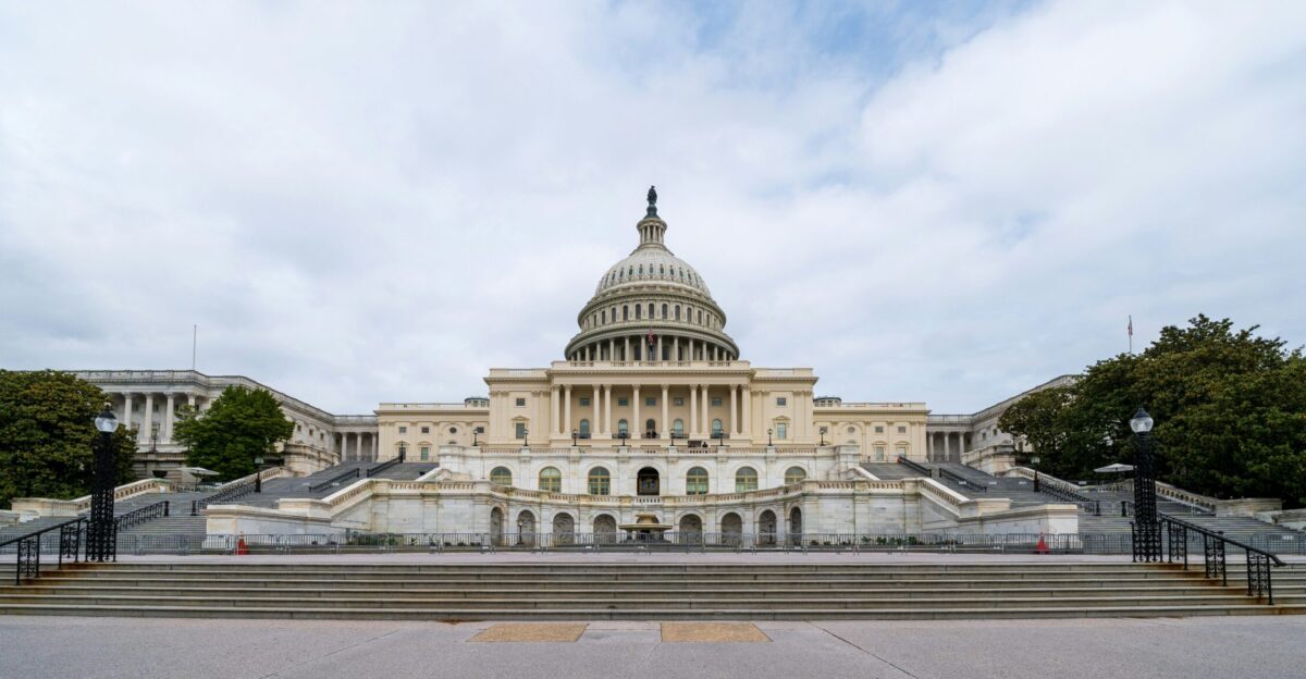 A view of the capitol building from across the street