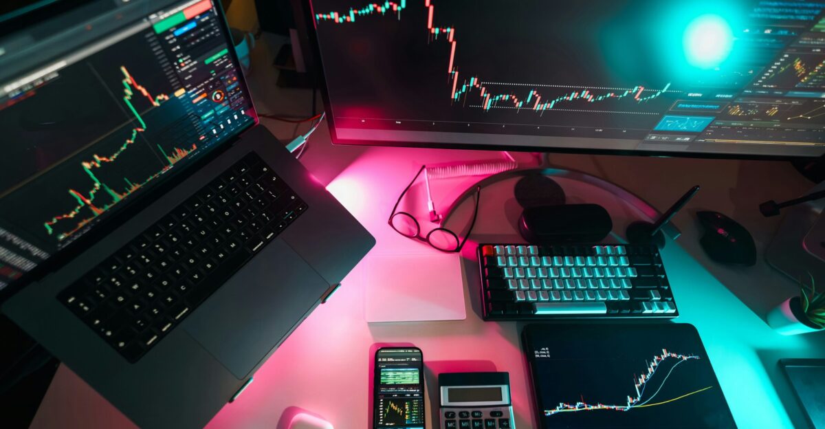 A laptop computer sitting on top of a desk