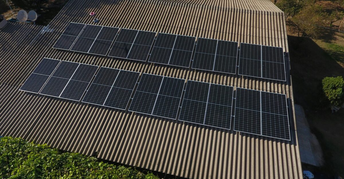Solar panels are installed on a rooftop