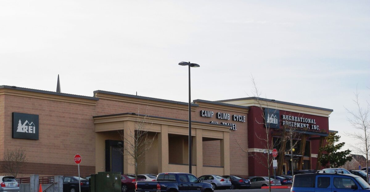 Backside of the REI store at the w Streets of Tanasbourne in w Hillsboro Oregon