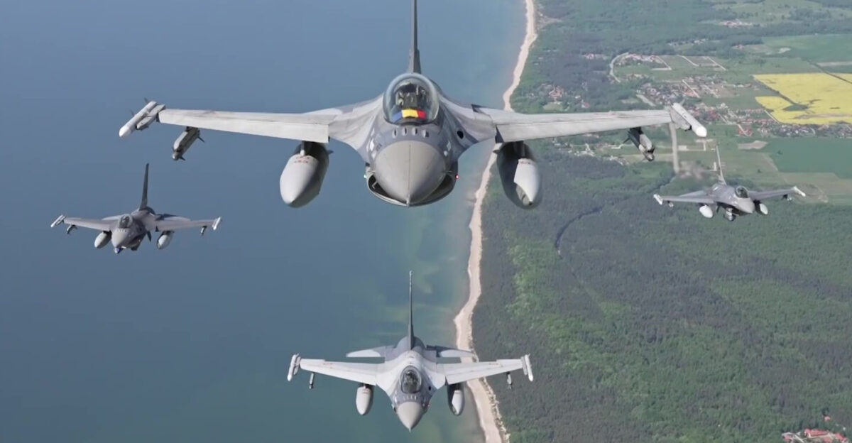 Portuguese and Romanian Air Force F-16 Fighting Falcons are helping shield the skies over Estonia Latvia and Lithuania as part of NATO s Baltic Air Policing BAP mission Baltic Air Policing was established to secure the skies over the Baltic countries which don t have fighters capable of intercepting unknown air contacts To cover their Allies several NATO countries send jets to air bases in Lithuania and Estonia where they are on standby for any contingency Air policing is a peacetime activity that takes place 24 hours a day 365 days a year When NATO Combined Air Operations Centres CAOCs detect air traffic that isn t responding to hails they can scramble jets to intercept and visually identify the aircraft Footage includes air-to-air shots of Portuguese and Romanian jets Screenshot from video