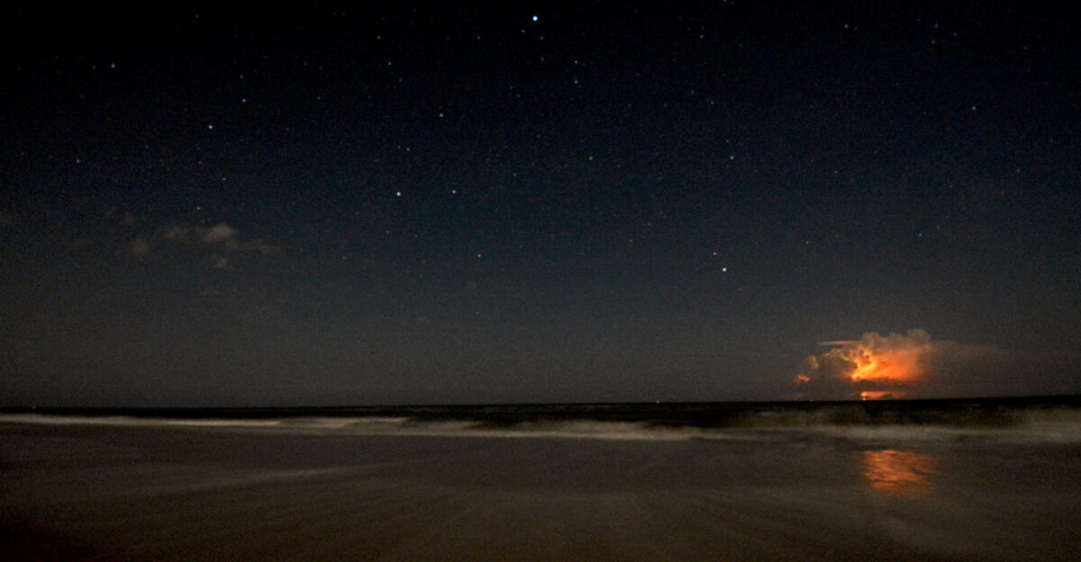 Long Exposure on Salvo in the Outer Banks North Carolina USA thunderstorm