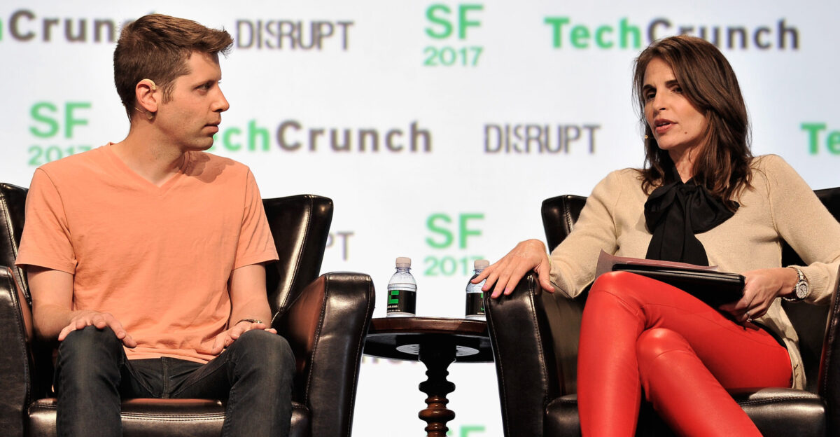 SAN FRANCISCO CA - SEPTEMBER 19 Y Combinator President Sam Altman L and TechCrunch moderator Connie Loizos speak onstage during TechCrunch Disrupt SF 2017 at Pier 48 on September 19 2017 in San Francisco California Photo by Steve Jennings Getty Images for TechCrunch