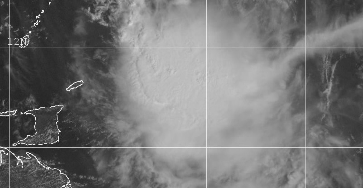 Tropical Storm Jerry 2001 approaching the Windward Islands while near its peak of 50 mph 80 km h